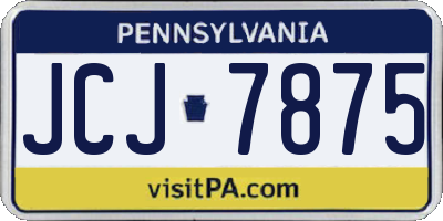 PA license plate JCJ7875