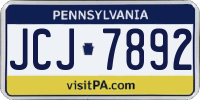 PA license plate JCJ7892