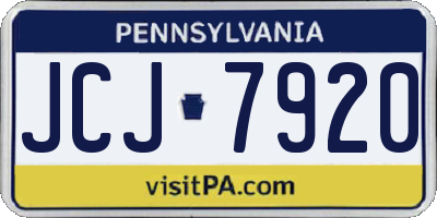 PA license plate JCJ7920
