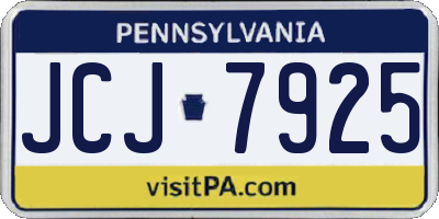 PA license plate JCJ7925