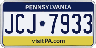 PA license plate JCJ7933