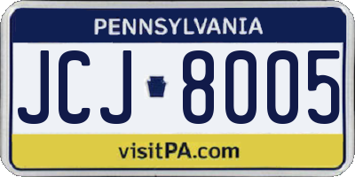 PA license plate JCJ8005