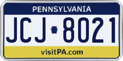 PA license plate JCJ8021