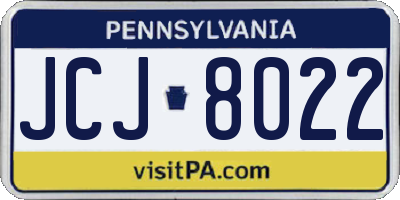 PA license plate JCJ8022