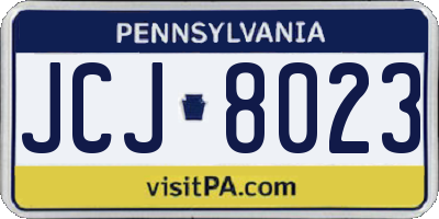 PA license plate JCJ8023