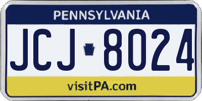 PA license plate JCJ8024