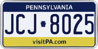 PA license plate JCJ8025