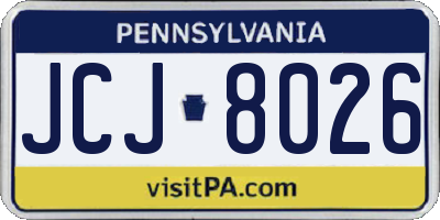 PA license plate JCJ8026