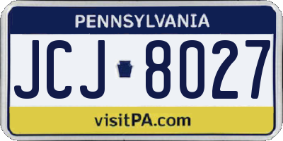 PA license plate JCJ8027