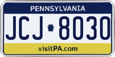 PA license plate JCJ8030