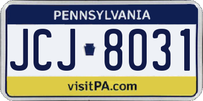 PA license plate JCJ8031