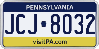 PA license plate JCJ8032