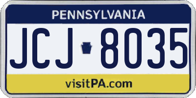PA license plate JCJ8035