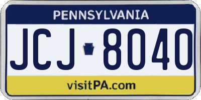 PA license plate JCJ8040