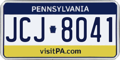 PA license plate JCJ8041