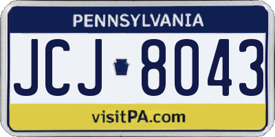 PA license plate JCJ8043