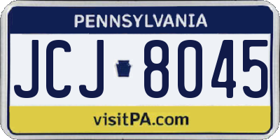 PA license plate JCJ8045