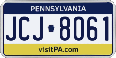 PA license plate JCJ8061