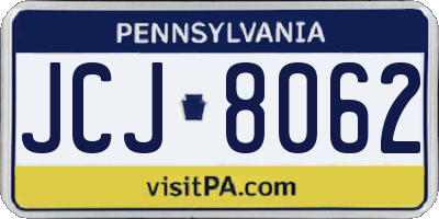 PA license plate JCJ8062