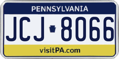 PA license plate JCJ8066