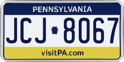 PA license plate JCJ8067