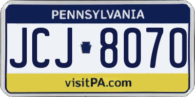 PA license plate JCJ8070