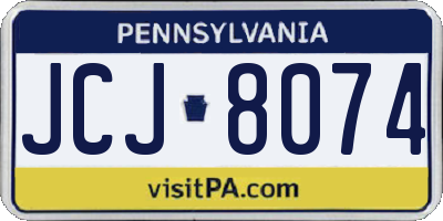 PA license plate JCJ8074
