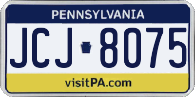 PA license plate JCJ8075