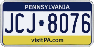 PA license plate JCJ8076