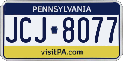 PA license plate JCJ8077