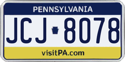 PA license plate JCJ8078