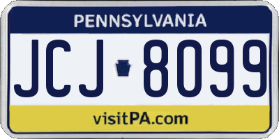 PA license plate JCJ8099