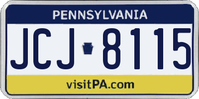 PA license plate JCJ8115
