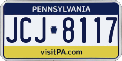 PA license plate JCJ8117