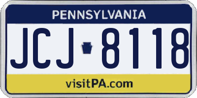 PA license plate JCJ8118
