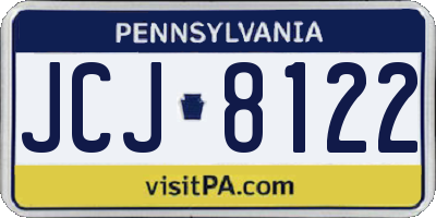 PA license plate JCJ8122