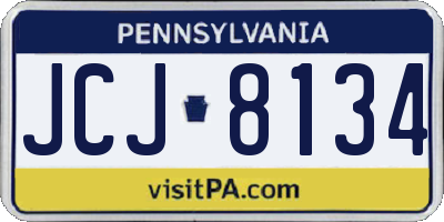 PA license plate JCJ8134