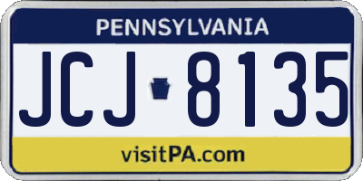 PA license plate JCJ8135