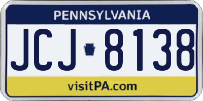 PA license plate JCJ8138
