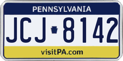 PA license plate JCJ8142