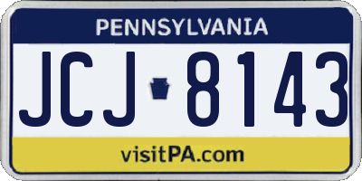 PA license plate JCJ8143