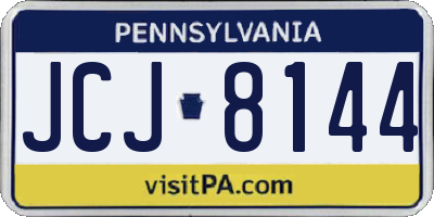 PA license plate JCJ8144