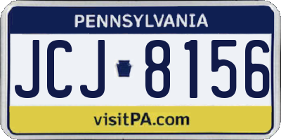 PA license plate JCJ8156