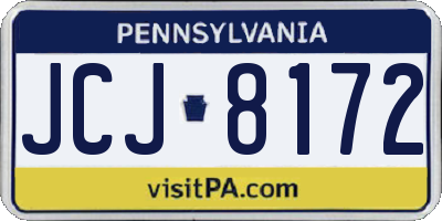 PA license plate JCJ8172
