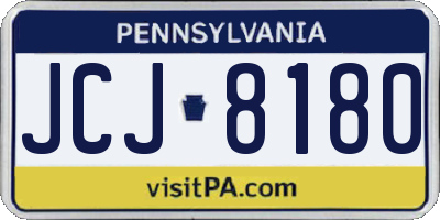 PA license plate JCJ8180