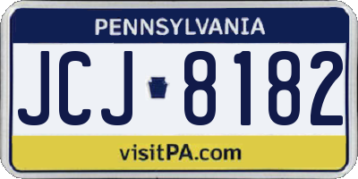 PA license plate JCJ8182