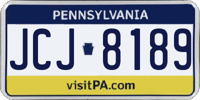 PA license plate JCJ8189