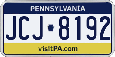 PA license plate JCJ8192