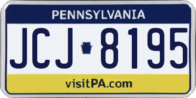 PA license plate JCJ8195