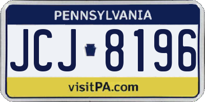 PA license plate JCJ8196